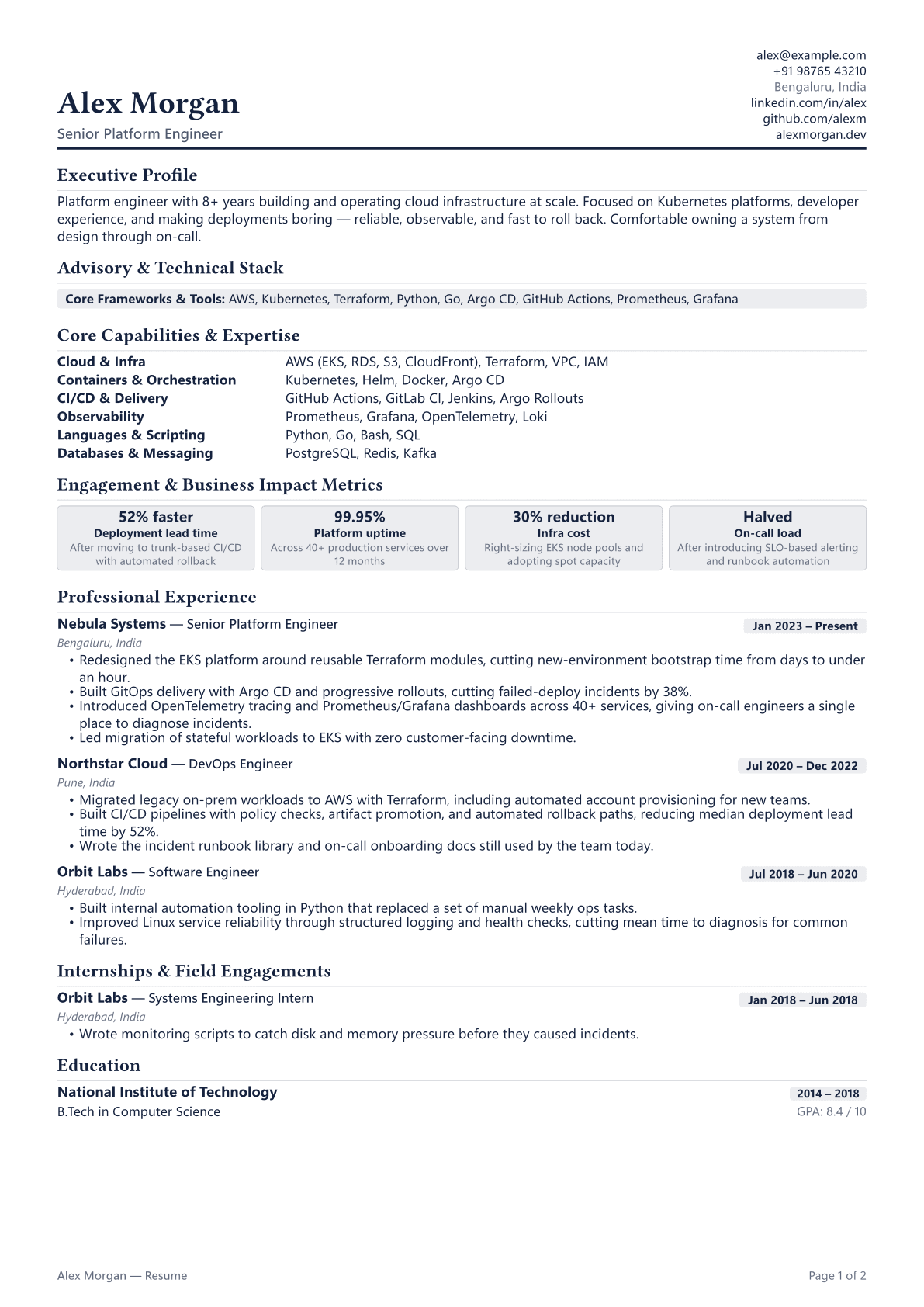 Advisory template preview