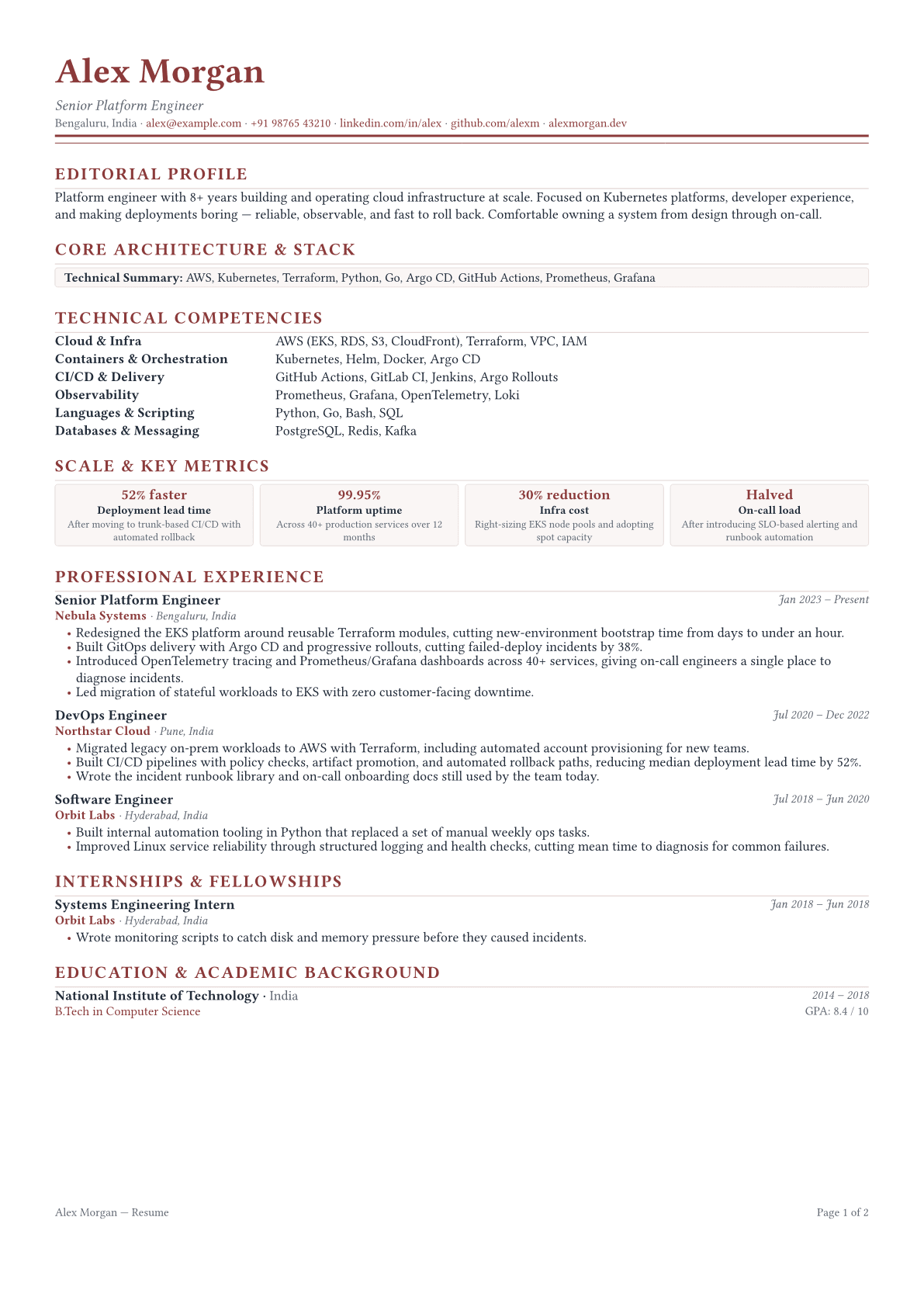Editorial Print Magazine Resume