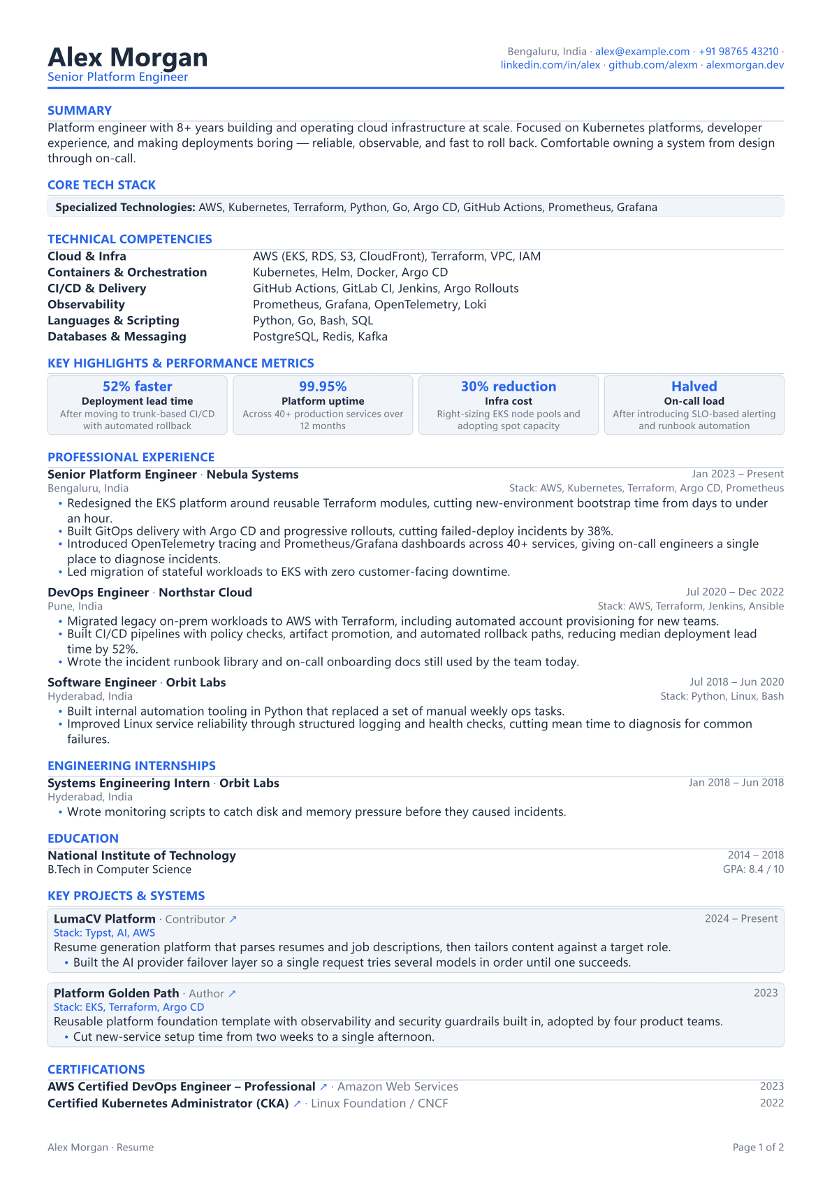 Gridline Systems Architecture Resume
